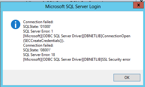 Odbc Sql Server Driver Shared Memory Ssl Security Error